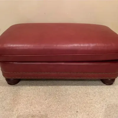 Hancock & Moore Austin Leather Nail-Head Trim Ottoman (Upstairs)