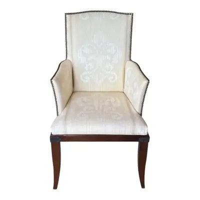 Hickory Chelsea Armchair, metal detail at corners, nailheads  - Lot 1 