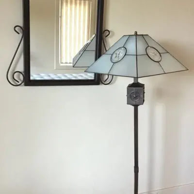 Texas Lone Star Mission-Style Floor Lamp & Wrought Iron Mirror (Upstairs)