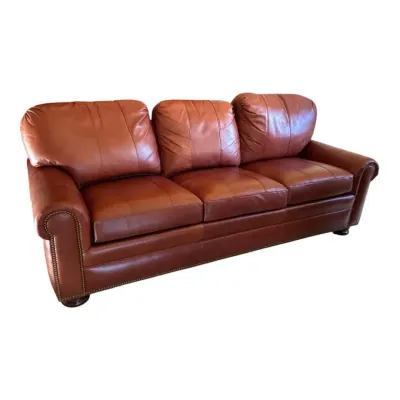  Hancock & Moore Austin Leather Nail-Head Trim Sleeper Sofa (Upstairs)