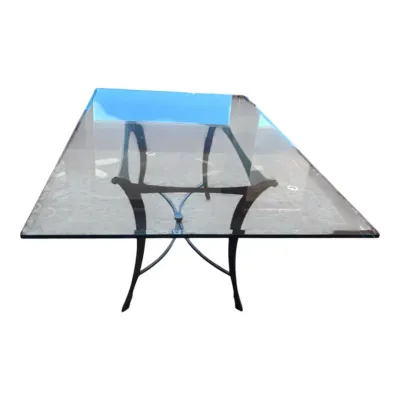 STUNNING Wrought Iron Glass Rectangular Table  