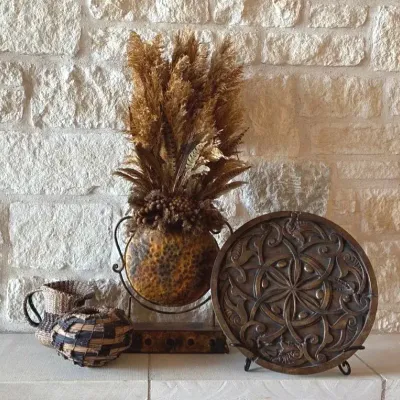 Rustic Metal And Natural Woven Decor 