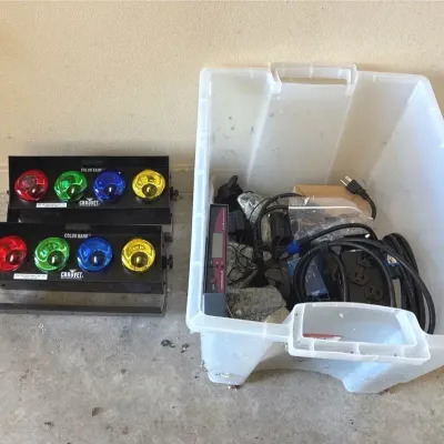 Two Chauvet Color Bank Lights CH-155 & Cords/Other Items