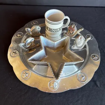 Texas serving pieces and napkin rings 
