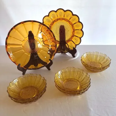 Amber Glass Plate For Deviled Eggs.. This Cake Plate Morales Tray Plate With Bowls All Of The Amber 
