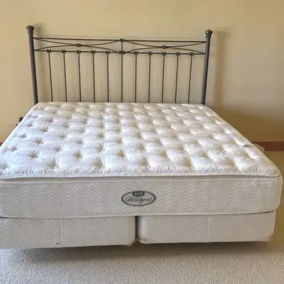 KING metal bed frame - Beautyrest mattresses offered to winning bidder 