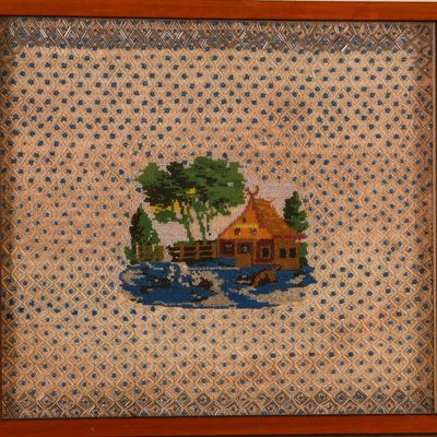 Sale Photo Thumbnail #44: Antique Beaded Landscape.