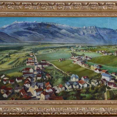 Sale Photo Thumbnail #114: Painting of Vaduz, Lichtenstein.