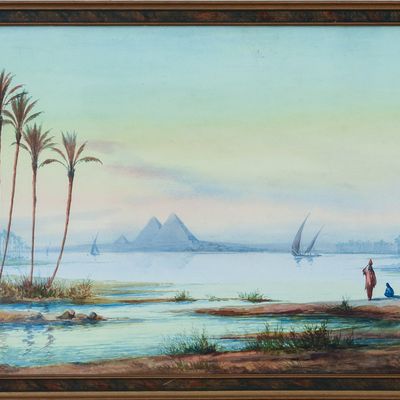 Sale Photo Thumbnail #31: Alfred Calvert (1821 - 1894). Feluccas and Figures on the Nile
