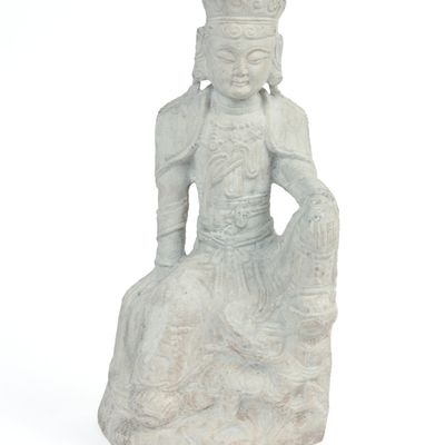 Sale Photo Thumbnail #267: Carved Alabaster Sculpture of a Bodhisattva.