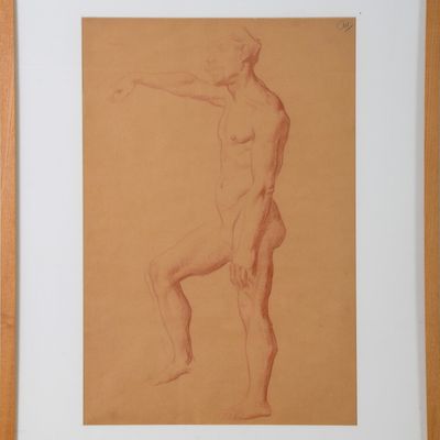 Sale Photo Thumbnail #395: Figure Drawing of a Nude Man.