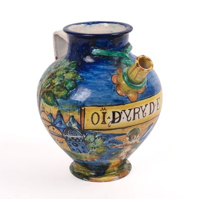 Italian Majolica Apothecary Jar.