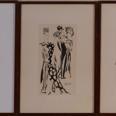 Sale Photo Thumbnail #388: Five 20th Century Pen and Ink Illustrations.
