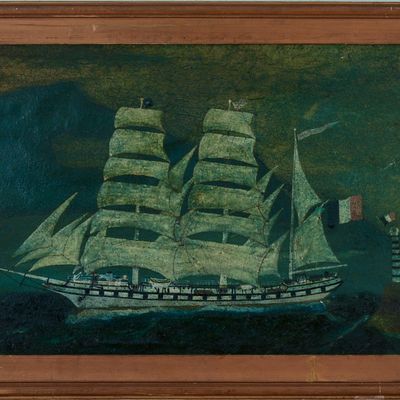 Sale Photo Thumbnail #30: 19th Century Painting of a French Clipper Ship.