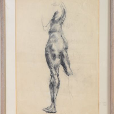 Sale Photo Thumbnail #281: Charcoal Drawing of a Nude Figure.