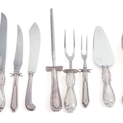 Sale Photo Thumbnail #65: Nine Antique Sterling Handled Serving Utensils and Knives