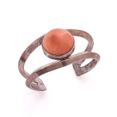 Sale Photo Thumbnail #358: Native American Sterling Silver Cuff Bracelet by John Boudreau.