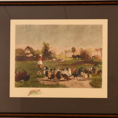 Sale Photo Thumbnail #188: Barnyard Lithograph, After Constance Troyon.
