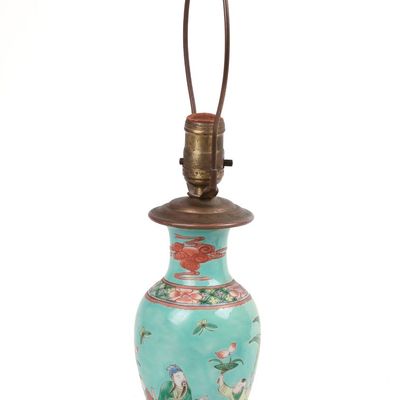 Sale Photo Thumbnail #116: Chinese Famille Rose Turquoise Ground Porcelain Lamp