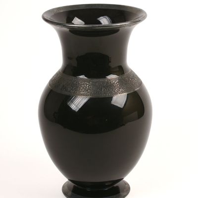 Sale Photo Thumbnail #173: Black Art Glass Vase.