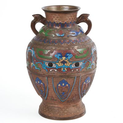 Sale Photo Thumbnail #51: Bronze Vase with Champleve Decoration.
