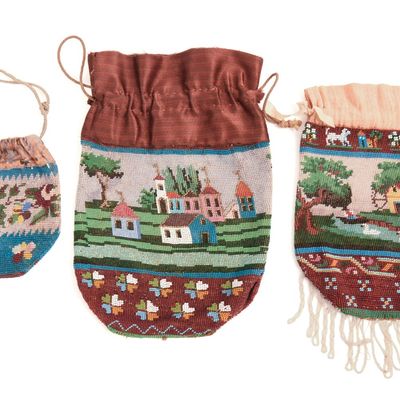 Sale Photo Thumbnail #23: Three 19th Century Beaded Bags.