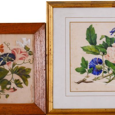 Two Floral Illustrations on Silk.