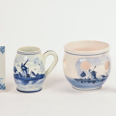 Sale Photo Thumbnail #380: Four Dutch Delft Pieces.