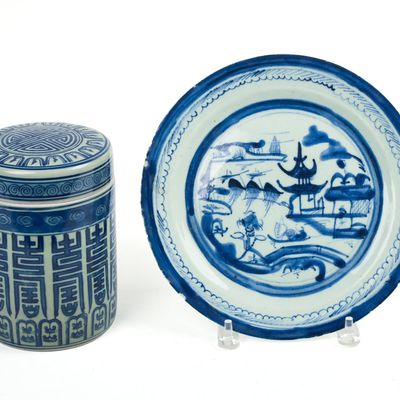 Sale Photo Thumbnail #325: Chinese Canton Plate and a Covered Jar.