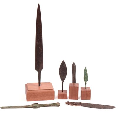 Sale Photo Thumbnail #181: Group of Early Spear Heads and Knives.