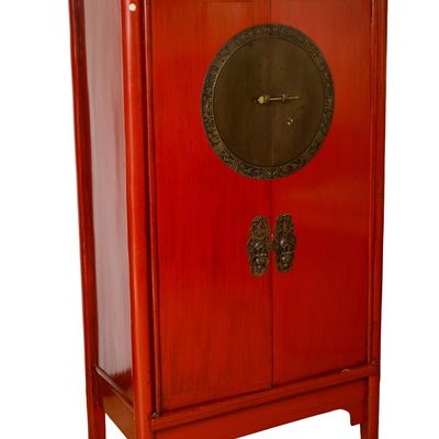 Sale Photo Thumbnail #244: Chinese Red Lacquer Two Door Cabinet.