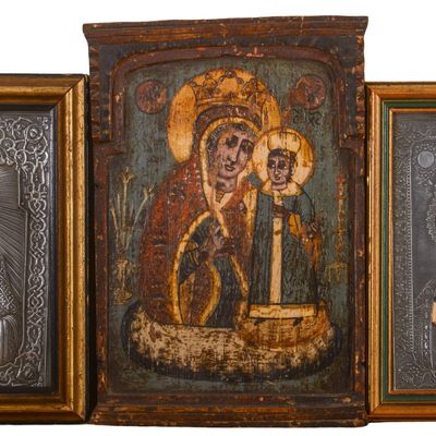 Sale Photo Thumbnail #273: Three Greek Icon Paintings.