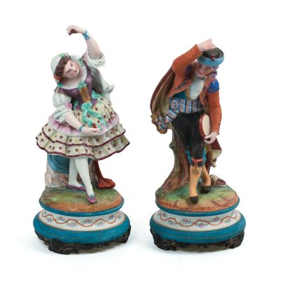 Sale Photo Thumbnail #149: Pair of European Bisque Figures.