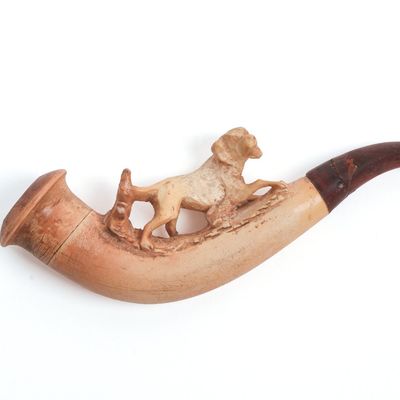 Sale Photo Thumbnail #25: Meerchaum Pipe With Hunting Dog.