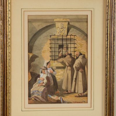 Sale Photo Thumbnail #59: William McAlpine (United Kingdom. fl. 1840-1880). Monks Helping the Poor.