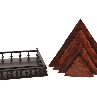 Sale Photo Thumbnail #350: Burlwood Letter Holder and a Rosewood Desk Tray.