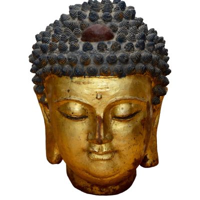 Sale Photo Thumbnail #250: Large Gilt Metal Bust of a Bodhisattva.
