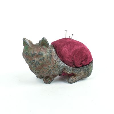 Sale Photo Thumbnail #47: Cast Metal Cat Pincushion.