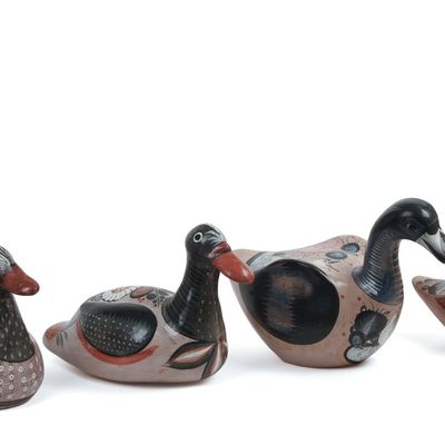 Sale Photo Thumbnail #266: Four Mexcian Tonala Folk Art Duck Decoys.