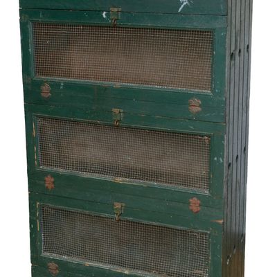 Sale Photo Thumbnail #393: VINTAGE PIE SAFE IN GREEN PAINT.