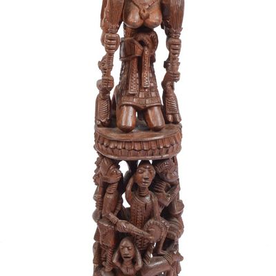 Sale Photo Thumbnail #301: African Carved Wooden Sculpture With Figures.
