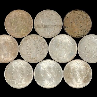 Sale Photo Thumbnail #214: Ten Silver Peace Dollars