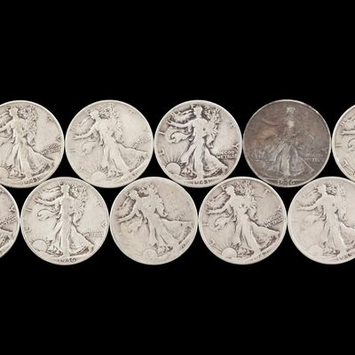 Sale Photo Thumbnail #180: Ten Walking Liberty Silver Half Dollars