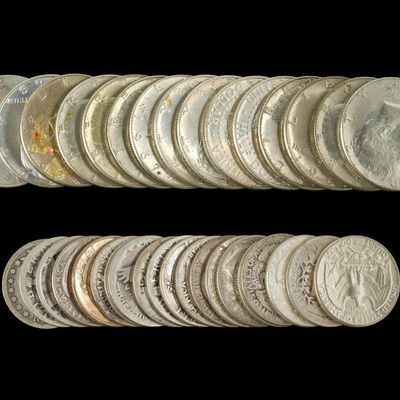 Sale Photo Thumbnail #219: Silver Quarters And Half Dollars