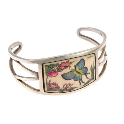Sale Photo Thumbnail #53: Silver Scrimshaw Cuff Bracelet