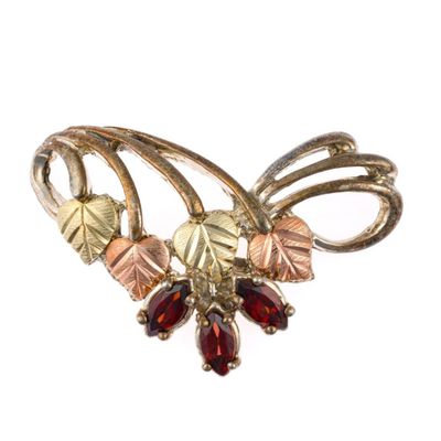 Sale Photo Thumbnail #22: Sterling, 12K Gold, and Garnet Pendant
