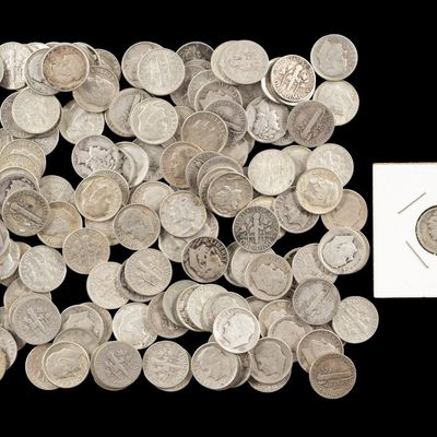 Sale Photo Thumbnail #185: Silver Roosevelt And Mercury Dimes