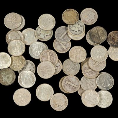 Sale Photo Thumbnail #216: Silver Dimes Incl. Barber Mercury And Roosevelt