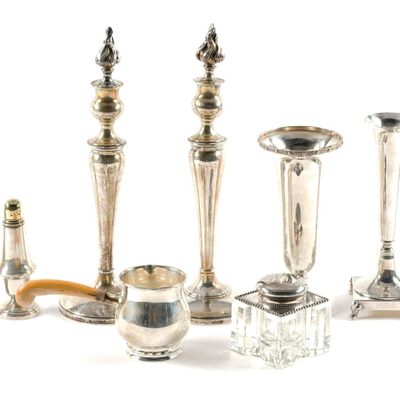 Sale Photo Thumbnail #270: Sterling Silver Vases and Candle Sticks