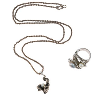 Sale Photo Thumbnail #103: Sterling Silver Ring and Pendant Necklace